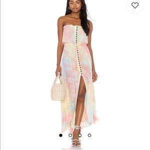 Tiare Hawaii Ryden maxi dress bleached rainbow smoke new M/L